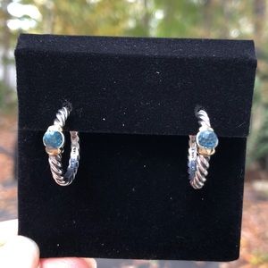David Yurman Blue Topaz Hoop Earrings